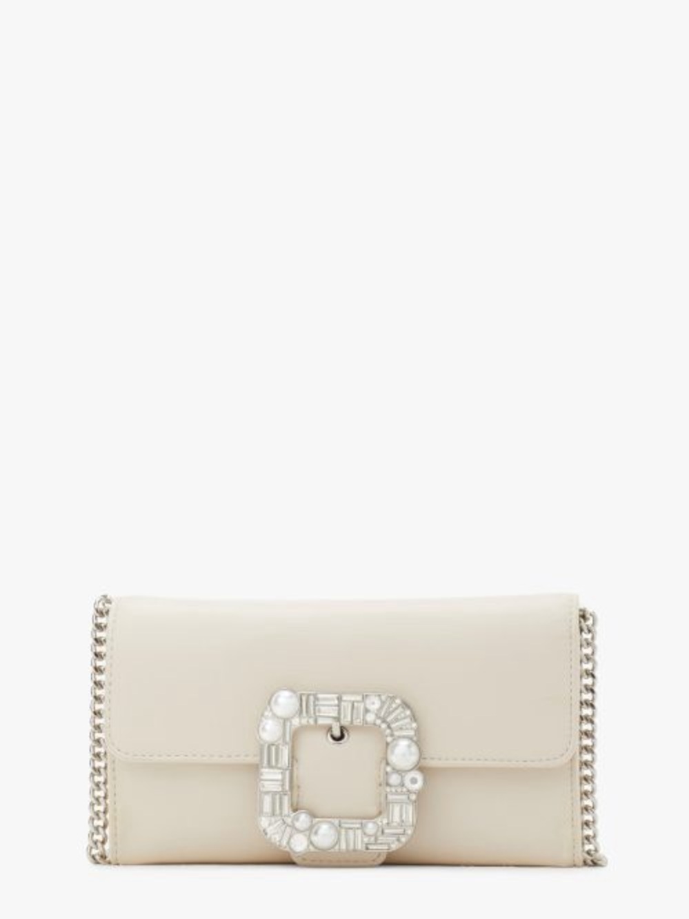 Kate Spade Ivory Bridal Buckle Smooth Leather Crossbody Clutch Bag